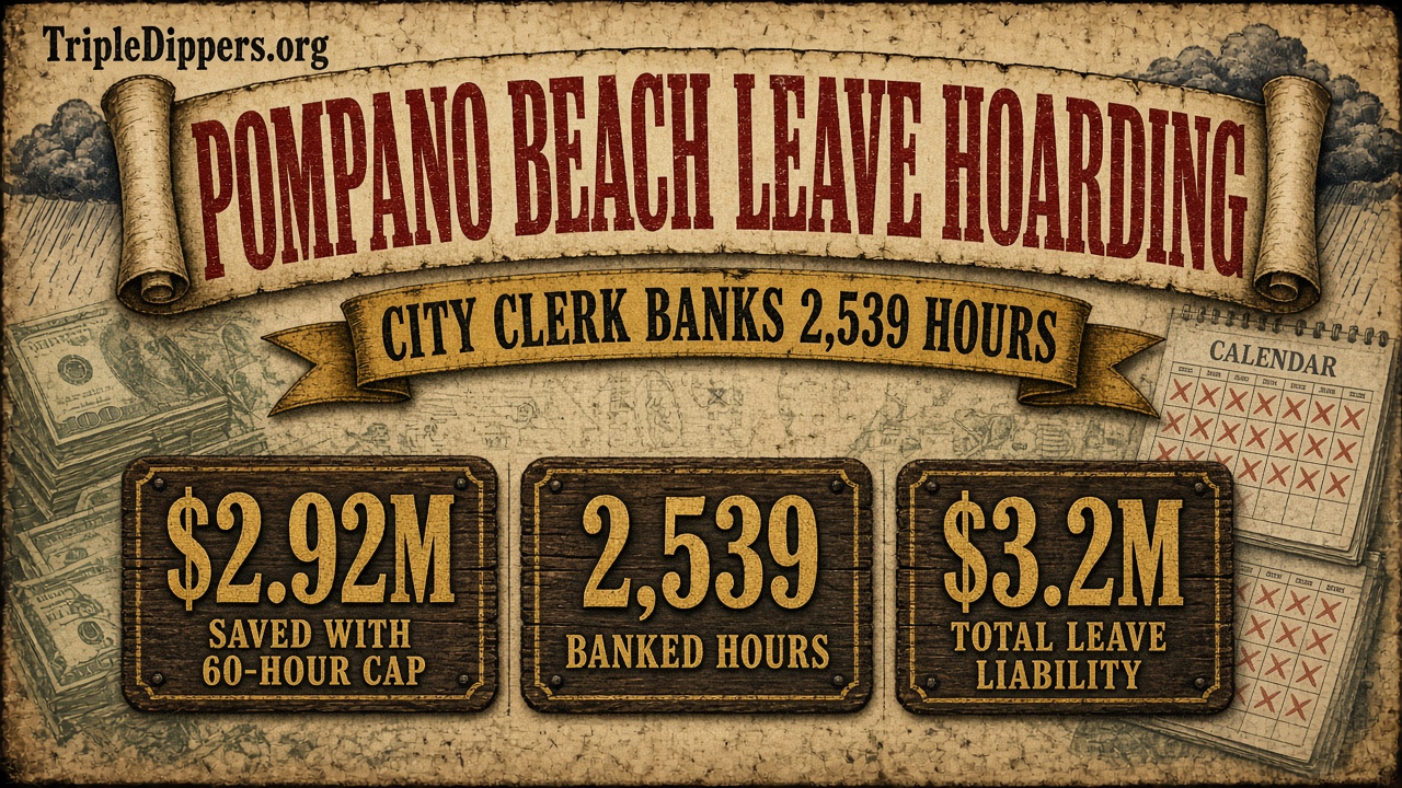 Pompano Beach leave hoarding: City Clerk banks 2,539 hours; 60-hour cap saves $2.92M of $3.2M leave liability